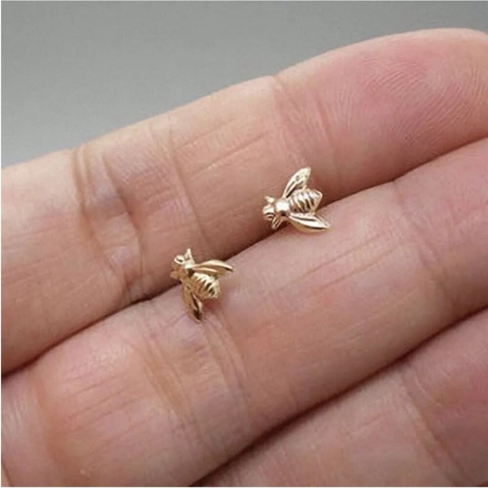 Dainty Bee Gold Filled Stud Earrings - Picture 1 of 2